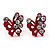 Tiny Black/ White/ Red Crystal Enamel 'Butterfly' Stud Earring Set In Silver Tone Metal - 10mm Diameter - view 7