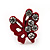 Tiny Black/ White/ Red Crystal Enamel 'Butterfly' Stud Earring Set In Silver Tone Metal - 10mm Diameter - view 6
