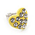 Tiny Yellow Crystal Enamel 'Heart' Stud Earrings In Silver Plated Metal - 10mm Diameter - view 4