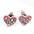 Tiny Light Pink Crystal Enamel 'Heart' Stud Earrings In Silver Plated Metal - 10mm Diameter - view 2