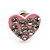 Tiny Light Pink Crystal Enamel 'Heart' Stud Earrings In Silver Plated Metal - 10mm Diameter - view 4