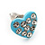 Tiny Light Blue Crystal Enamel 'Heart' Stud Earrings In Silver Plated Metal - 10mm Diameter - view 5
