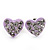Tiny Lavender Crystal Enamel 'Heart' Stud Earrings In Silver Plated Metal - 10mm Diameter - view 5