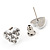 Tiny White Crystal Enamel 'Heart' Stud Earrings In Silver Plated Metal - 10mm Diameter - view 3