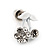 Tiny White Enamel Diamante Sweet 'Cherry' Stud Earrings In Silver Tone Metal - 10mm Diameter - view 3