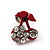 Tiny Red Enamel Diamante Sweet 'Cherry' Stud Earrings In Silver Tone Metal - 10mm Diameter - view 3