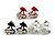 Tiny Black/ White/ Red Enamel Diamante Sweet 'Cherry' Stud Earring Set In Silver Tone Metal - 10mm D - view 2