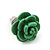Tiny Green 'Rose' Stud Earrings In Silver Tone Metal - 10mm Diameter - view 5