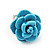 Tiny Light Blue 'Rose' Stud Earrings In Silver Tone Metal - 10mm Diameter - view 3