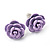 Tiny Lavender 'Rose' Stud Earrings In Silver Tone Metal - 10mm Diameter - view 3