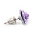 Tiny Lavender 'Rose' Stud Earrings In Silver Tone Metal - 10mm Diameter - view 4