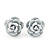 Tiny White 'Rose' Stud Earrings In Silver Tone Metal - 10mm Diameter