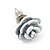 Tiny White 'Rose' Stud Earrings In Silver Tone Metal - 10mm Diameter - view 7
