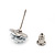 Tiny White 'Rose' Stud Earrings In Silver Tone Metal - 10mm Diameter - view 4