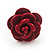 Tiny Red 'Rose' Stud Earrings In Silver Tone Metal - 10mm Diameter - view 3