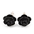 Tiny Black 'Rose' Stud Earrings In Silver Tone Metal - 10mm Diameter - view 2