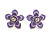 Purple Enamel Daisy Floral Stud Earrings In Rhodium Plated Metal - 2cm Diameter