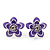 Purple Enamel Daisy Floral Stud Earrings In Rhodium Plated Metal - 2cm Diameter - view 7