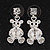 Silver Plated Crystal Cute 'Bear' Stud Drop Earrings - 3cm Length