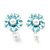 Light Blue Faux Pearl Floral Stud Earrings In Silver Tone Metal - 2.5cm Drop - view 6