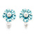 Light Blue Faux Pearl Floral Stud Earrings In Silver Tone Metal - 2.5cm Drop - view 2