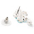 Light Blue Faux Pearl Floral Stud Earrings In Silver Tone Metal - 2.5cm Drop - view 5