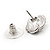 Small Black Enamel Rose Stud Earrings In Rhodium Plated Metal - 15mm Diameter - view 4