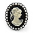 Classic Simulated Pearl Cameo Clip-On Earrings (Black Tone) - 3.3cm Length - view 3
