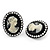 Classic Simulated Pearl Cameo Clip-On Earrings (Black Tone) - 3.3cm Length - view 4