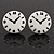 Funky Black/White Acrylic 'Clock' Stud Earrings - 17mm Diameter