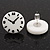 Funky Black/White Acrylic 'Clock' Stud Earrings - 17mm Diameter - view 3