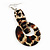 Long Leopard Print Acrylic Hoop Earrings (Silver Tone Finish) - 8.5cm Drop - view 3