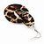 Long Leopard Print Acrylic Hoop Earrings (Silver Tone Finish) - 8.5cm Drop - view 5