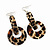 Long Leopard Print Acrylic Hoop Earrings (Silver Tone Finish) - 8.5cm Drop - view 6