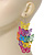 Long Multicoloured Enamel 'Butterfly' Drop Earrings - 9cm Length - view 2