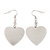 Rhodium Plated Textured 'Heart' Drop Earrings - 4.5cm Length - view 3