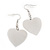 Rhodium Plated Textured 'Heart' Drop Earrings - 4.5cm Length - view 4
