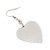 Rhodium Plated Textured 'Heart' Drop Earrings - 4.5cm Length - view 5