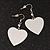 Rhodium Plated Textured 'Heart' Drop Earrings - 4.5cm Length - view 6