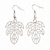 Silver Tone Lightweight 'Oak' Leaf Drop Earrings - 5.5cm Length - view 4