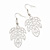 Silver Tone Lightweight 'Oak' Leaf Drop Earrings - 5.5cm Length - view 2