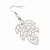 Silver Tone Lightweight 'Oak' Leaf Drop Earrings - 5.5cm Length - view 3
