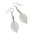 Delicate Filigree 'Leaf' Drop Earrings In Silver Plating - 5cm Length - view 4