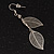 Silver Plated Filigree 'Leaf' Drop Earrings - 6cm Length - view 2
