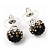 Black/Grey/Clear Swarovski Crystal Ball Stud Earrings In Silver Plated Finish -10mm Diameter - view 7