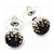 Black/Grey/Clear Swarovski Crystal Ball Stud Earrings In Silver Plated Finish -10mm Diameter - view 2