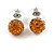 Orange/Citrine/Clear Swarovski Crystal Ball Stud Earrings In Silver Plated Finish -10mm Diameter - view 5