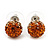 Orange/Citrine/Clear Swarovski Crystal Ball Stud Earrings In Silver Plated Finish -10mm Diameter - view 3