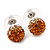 Orange/Citrine/Clear Swarovski Crystal Ball Stud Earrings In Silver Plated Finish -10mm Diameter - view 8