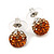 Orange/Citrine/Clear Swarovski Crystal Ball Stud Earrings In Silver Plated Finish -10mm Diameter - view 4